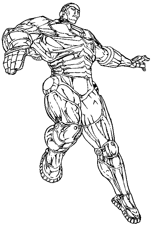 coloriage iron man arrive sur le sol